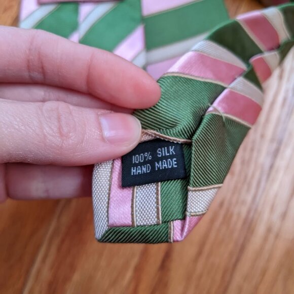 3.5" Necktie - Green/Pink/Cream - Picture 3 of 5